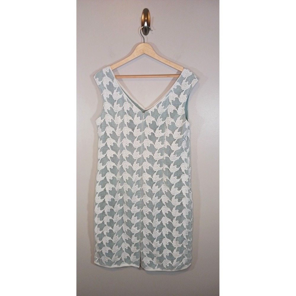 Tory Burch Lace Sheath Dress Womens 12 Mint Green Sleeveless Cocktail - Picture 4 of 5